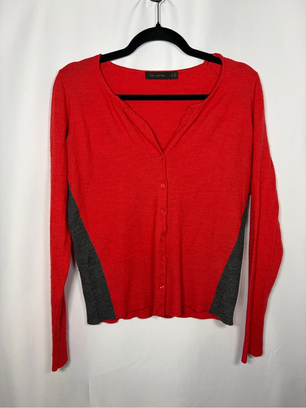 The Limited Red and Gray Business Casual Button-up Lightweight Sweater